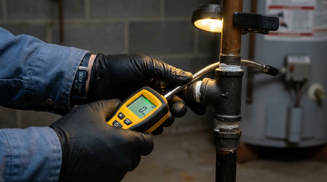 Gas leak detection with electronic sniffer by Johns Plumbing LLC in Spearfish